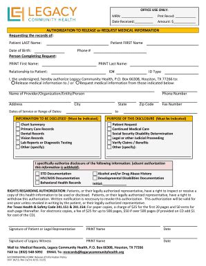 Fillable Online OFFICE USE ONLY MRN Date Received Pmt Recvd Amount