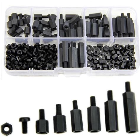 Pcs M Nylon Black M F Hex Spacers Screw Nut Assortment Kit Stand