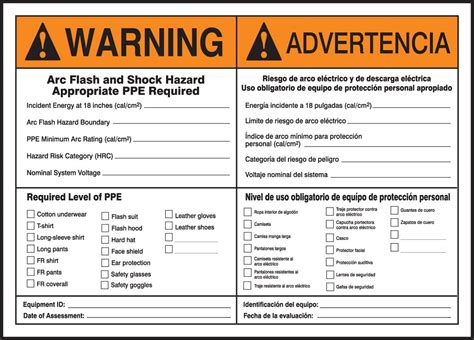 Accuform Sblelc Adhesive Label Legend Warning Arc Flash And Shock