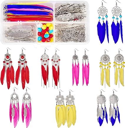 Amazon Sunnyclue Box Diy Pairs Bohemia Colorful Long Feathers