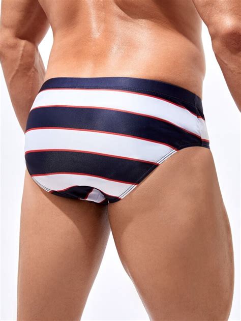 Manfinity Men Striped Print Swim Brief SHEIN USA