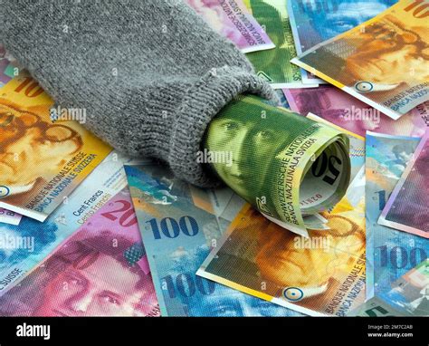 Savings Stocking With Swiss Francs Stock Photo Alamy