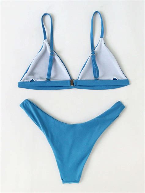 High Leg Triangle Bikini Set Shein Sheinside