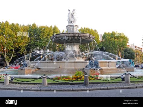 Fontaine De La Rotonde Rotunda Fountain In Aix En Provence France