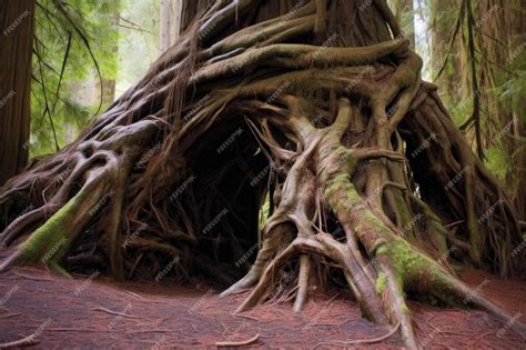 Redwood tree roots intertwining created with generative ai | Premium AI ...