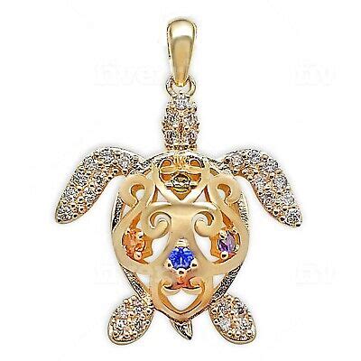 Pendentif Tortue Plaqu Or Ct Et Oxydes Zirconium Neuf Cha Ne En