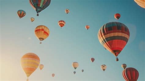 Premium Photo Vibrant Hot Air Balloons Floating In The Sky AI