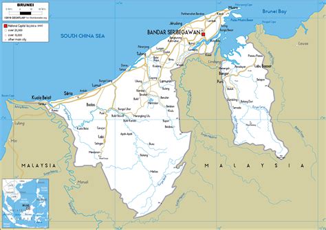 Large size Road Map of Brunei Darussalam - Worldometer