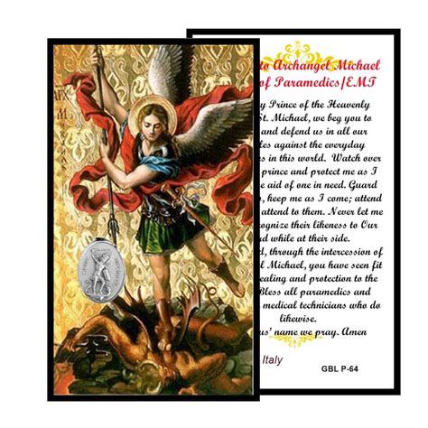 Saint Michael The Archangel Prayer Card With Silver Plated Etsy