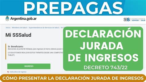 PREPAGAS Cómo cargar la Declaración Jurada de Ingresos Decreto 743 22