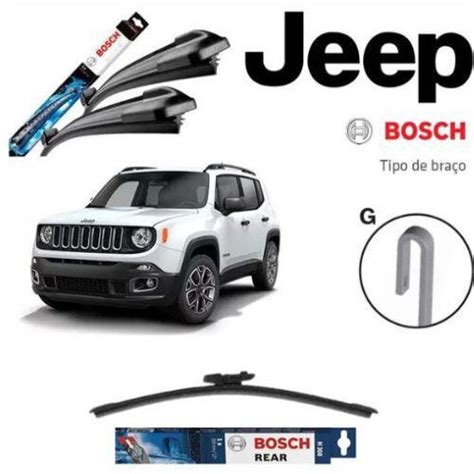 Jogo Palheta Dianteira E Traseira Jeep Renegade 2015 A 2022 Bosch