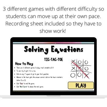 Solving Equations Digital Activity Tic Tac Toe S Edition Tpt