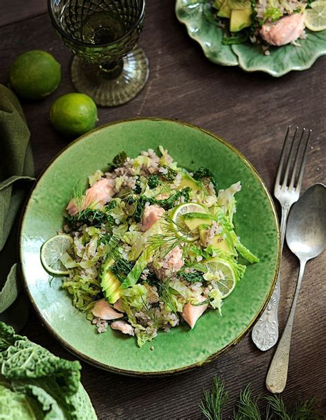 Salade Chou Vert Kasha Saumon Et Avocat Pour 4 Personnes Recettes