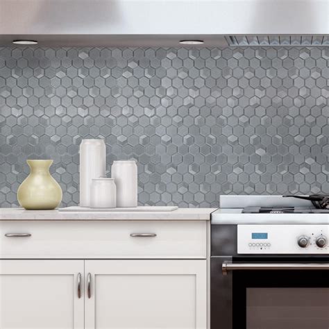 Mto0303 Modern 2x2 Beveled Hexagon Gray Glossy Metallic Glass Mosaic Tile Glass Mosaic