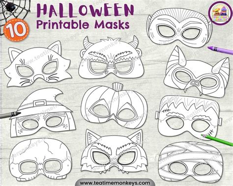 Halloween Masks For Kids Ten Printable Masks To Color Pdf Halloween