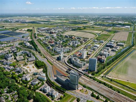 aerial view hoofddorp hoofddorp train station  schiphol trade park