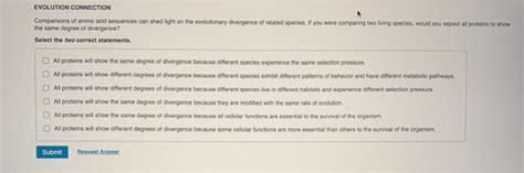 Solved EVOLUTION CONNECTION Comparisons Of Amino Acid Chegg