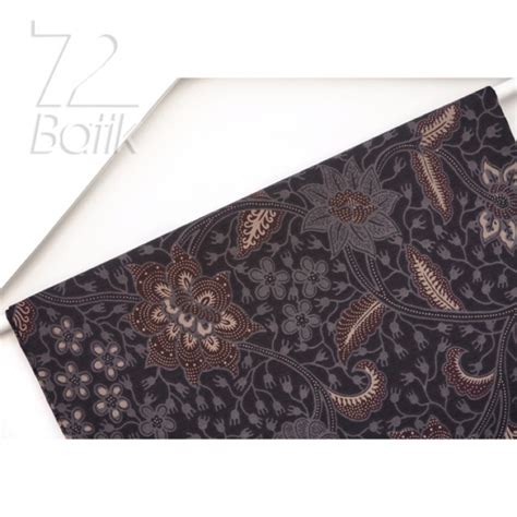 Jual Kain Batik Katun Premium Motif Kembang Warna Hitam Soft Black Item