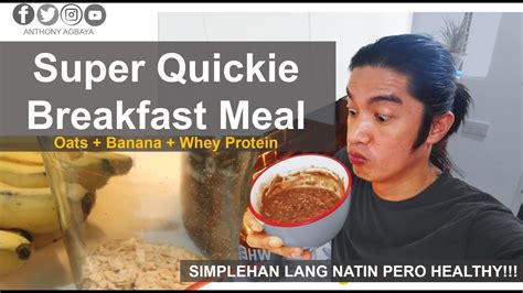 Making A Quickie Nutritious Breakfast Meal Oats Banana Whey