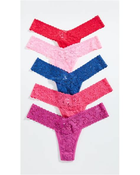 Hanky Panky Signature Lace Low Rise Thong Pack In Pink Lyst