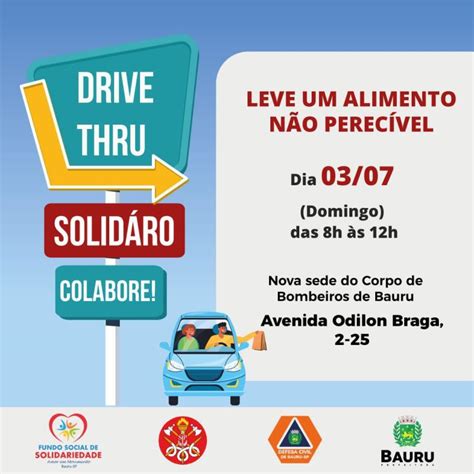 Drive thru solidário no Corpo de Bombeiros vai arrecadar alimentos para