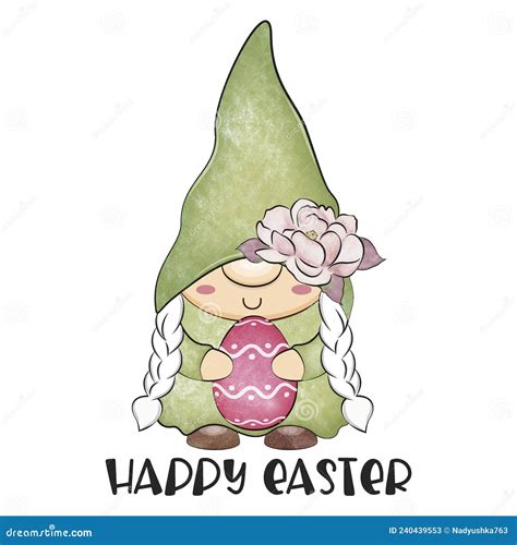 Cute Easter Gnome Happy Easter Holiday Illustration Stock