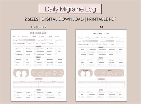 Migraine Tracker Bundle Yearly Migraine Tracker Daily Migraine Log