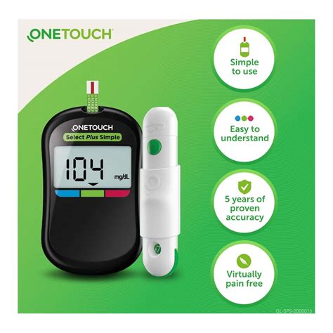 Buy One Touch Select Plus Simple Blood Glucometer Kit 10 Strips Free