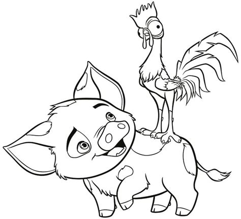 Poa And Hei Hei Moana Páginas Para Colorir Da Disney Desenho Moana Animais Para Colorir