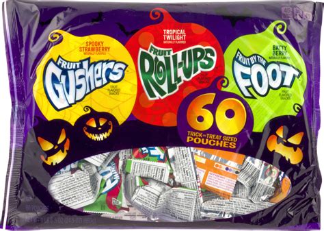 General Mills Fruit Gushers Fruit Roll Ups Fruit By The Foot Trick Or Treat Sized Pouches 60