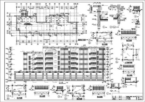 3250平米左右6层砖混结构商住楼全套建筑设计cad图纸（底层商用）住宅小区土木在线