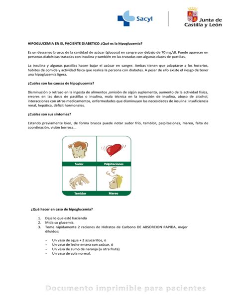 ¿qué Hacer En Caso De Hipoglucemia 1 Deje Lo Que Esté Haciendo