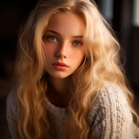Premium Photo Hyperrealistic Year Old White Girl With Shoulder Length Blonde Hd Ai Generated