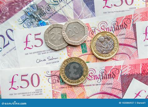 British Pound Notes and Coins Financial Background Editorial ...