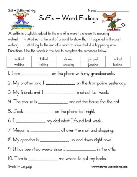 Suffix Word Endings Worksheet Lesson Planet Suffixes Worksheets Teaching Suffixes Teaching