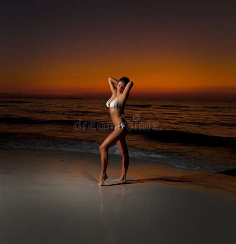 Blonde Woman In Water At Sunset Stock Photo Image Of Gorgeous Beach 25718222