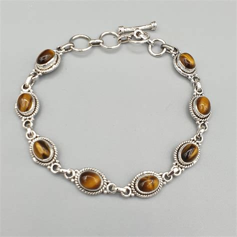 Sterling Zilveren Armband Met Tijgeroog Zilveren Edelsteen Armbanden