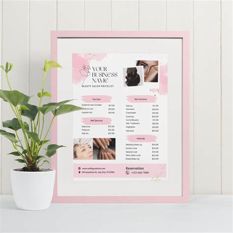 Editable Esthetician Price List Menu Template Day Spa Price Etsy Uk