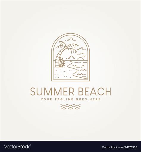 Minimalist Summer Beach Vibes Badge Line Art Icon Vector Image