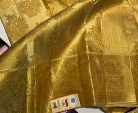 Riva Enterprise Golden Half Fine Zari Gold Party Wear Saree Dry Clean