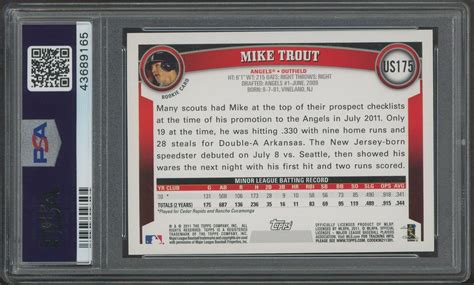 2011 Topps Update US175 Mike Trout Angels RC Rookie PSA 10 PERFECTLY