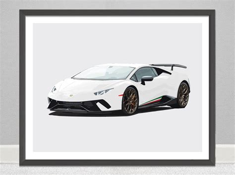 Lamborghini Huracan Performante Bianco White Car Art Poster Print Etsy