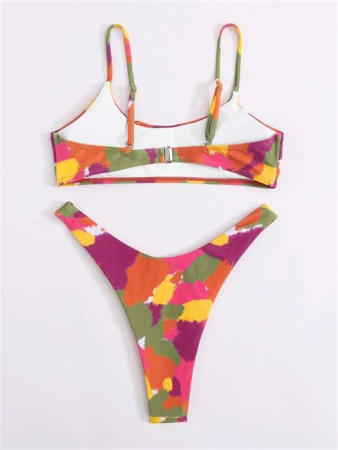 Tie Dye High Leg Bikini Swimsuit