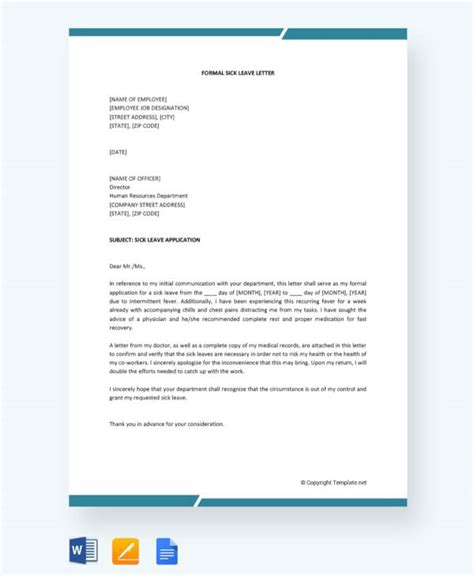 Sick Leave Letter Templates PDF, Word, 41% OFF