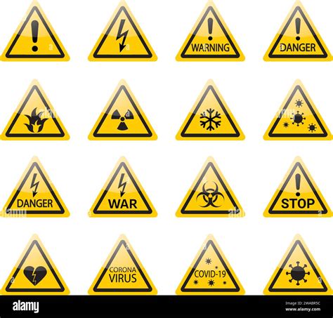 Collection Of Vector Icons Conveying Warnings And Alerts Symbols Of