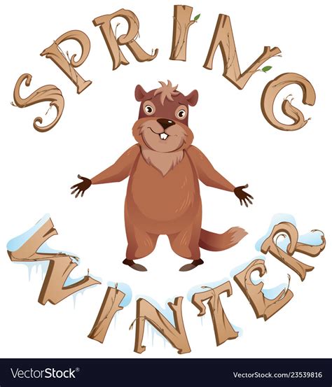 Groundhog day spring or winter text greeting card Vector Image