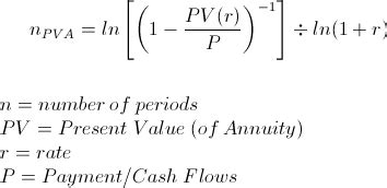 Solve For Number Of Periods On Annuity Pv Formula With Calculator