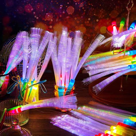 Pack Fiber Optic Wands Glow Fiber Wands Sticks Led Light Up Wand