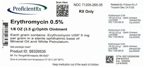 Erythromycin Ophthalmic Ointment Usp Sterile Rx Only