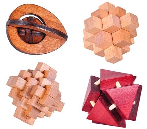 Pcs Lot Classic Wooden Brain Teaser Interlocking Burr Puzzles Set For